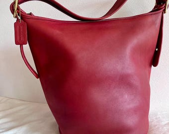 VTG Coach 9085 XL Duffle Sac Rare Red Glovetanned Leather Shoulder 