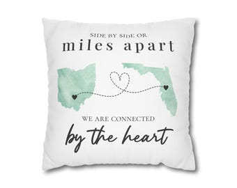Miles Apart Heart Map Pillowcase | Distance long distance relationship, distance family pillow, moving away present, sentimental gift