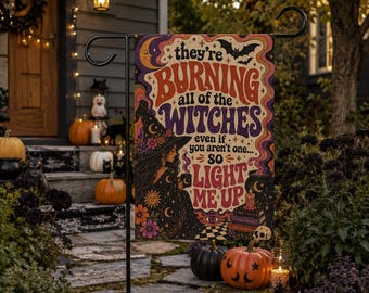Witchy Halloween Garden Flag | Spooky Witch Halloween Decor, Witchy Decor, Cute Decor, Welcome Sign, Yard Decoration, Witchcraft Decor