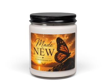 Made New Butterfly Sunset Scented Soy Candle 9oz | 2 Corinthians 5:17