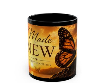 Made New Butterfly Coffee Mug | 2 Corinthians 5:17 Bible Scripture