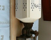 Charming Antique Vintage Unique Blue White PE.DE. Wall-Mounted Porcelain Coffee Mill Grinder