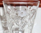1 LIBBEY MARSHFIELD Rock Sharpe Goblet Iced Tea Depression Glass Arch Floral Clear Foot Cut Crystal Parfait Tumbler Sundae 5 3 4 quot Excellent