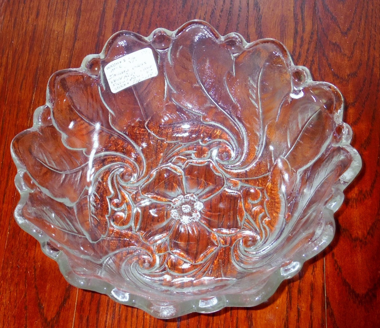 Indiana Wild Rose Large 9 1 2 Round Clear Bowl Scalloped Etsy