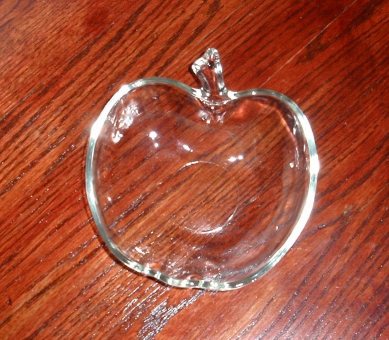 2 HAZEL ATLAS ORCHARD Crystal Apple Shaped Bowls Dishes Clear Etsy