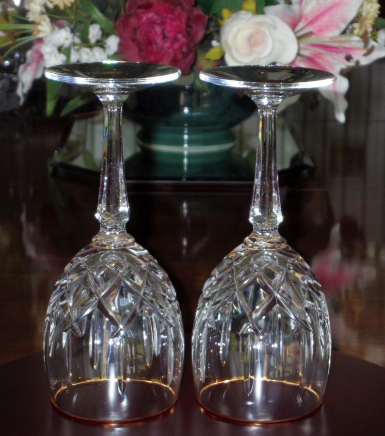 2 GORHAM LEAD CRYSTAL Footed Wine Goblets Glasses 7 Tall Etsy
