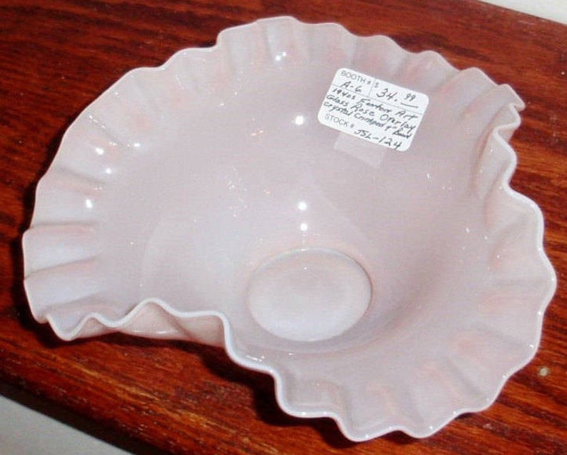 FENTON ART GLASS Pink Rose Overlay Bowl 7 1/2 Fluted Etsy
