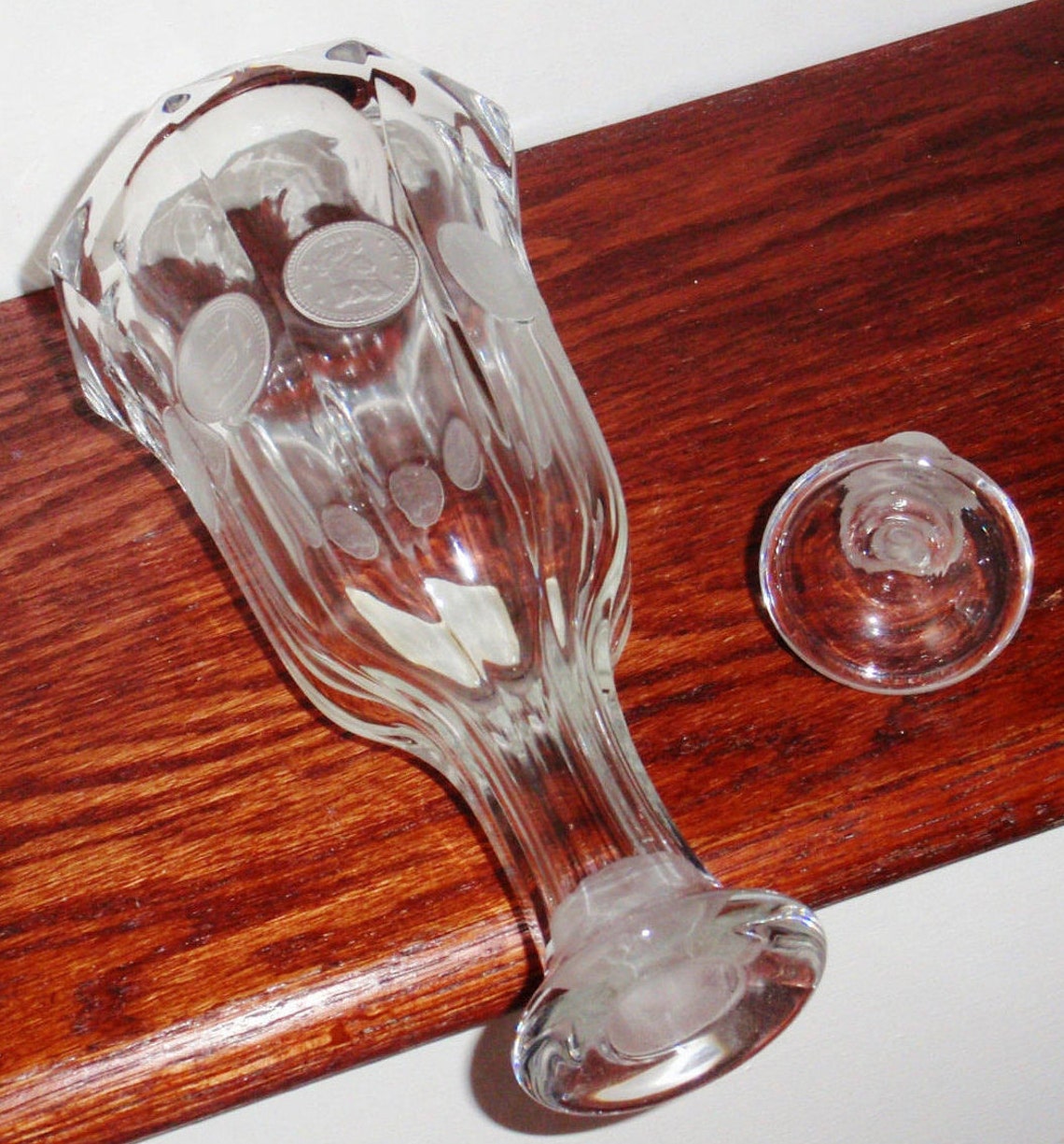 10 1/2 FOSTORIA COIN GLASS Clear Crystal Wine Decanter Etsy