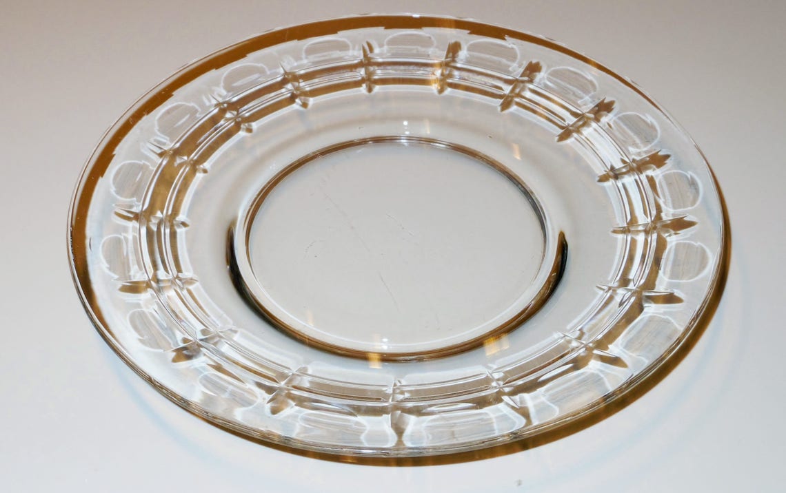 5 FOSTORIA CUT CRYSTAL 8 Plates in a Hatch or Grid Cut Etsy