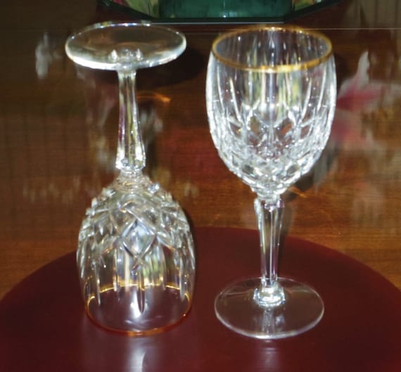 Glass Gorham Crystal LADY ANNE GOLD Wine Glass Pottery & Glass