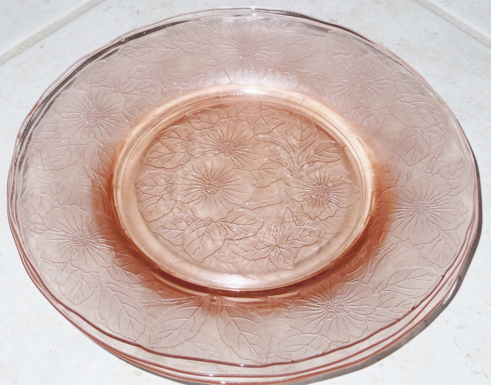 12 PINK DOGWOOD PLATTER Depression Glass MacBethEvans Etsy