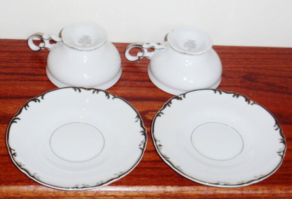 2 SETS MIKASA Marlboro 9267 Footed Cups Saucers Fine China Etsy