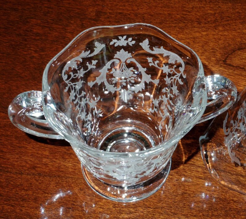 FOSTORIA NAVARRE SUGAR Footed Open Bowl Pattern 2440 Clear Etsy