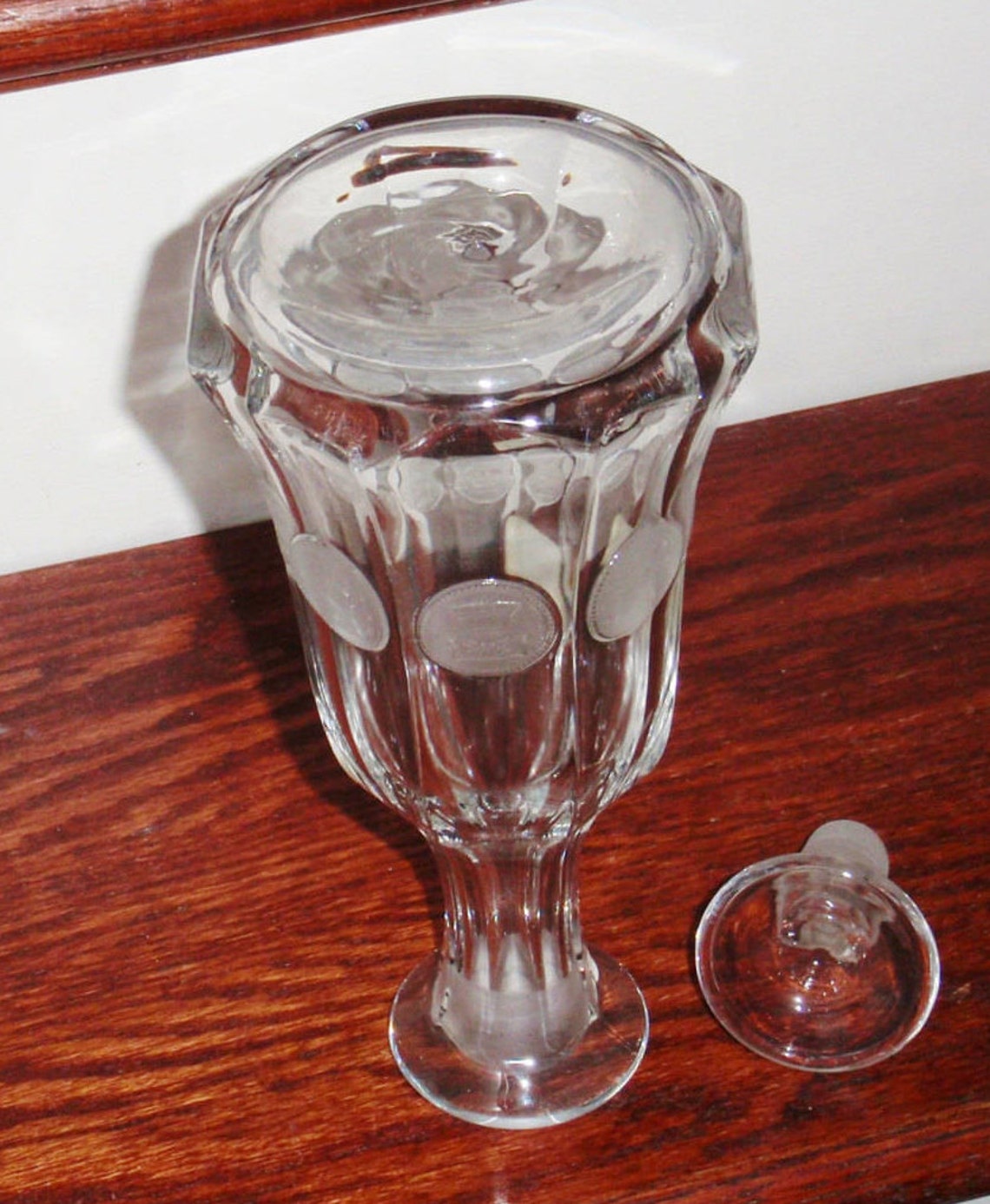 10 1/2 FOSTORIA COIN GLASS Clear Crystal Wine Decanter Etsy