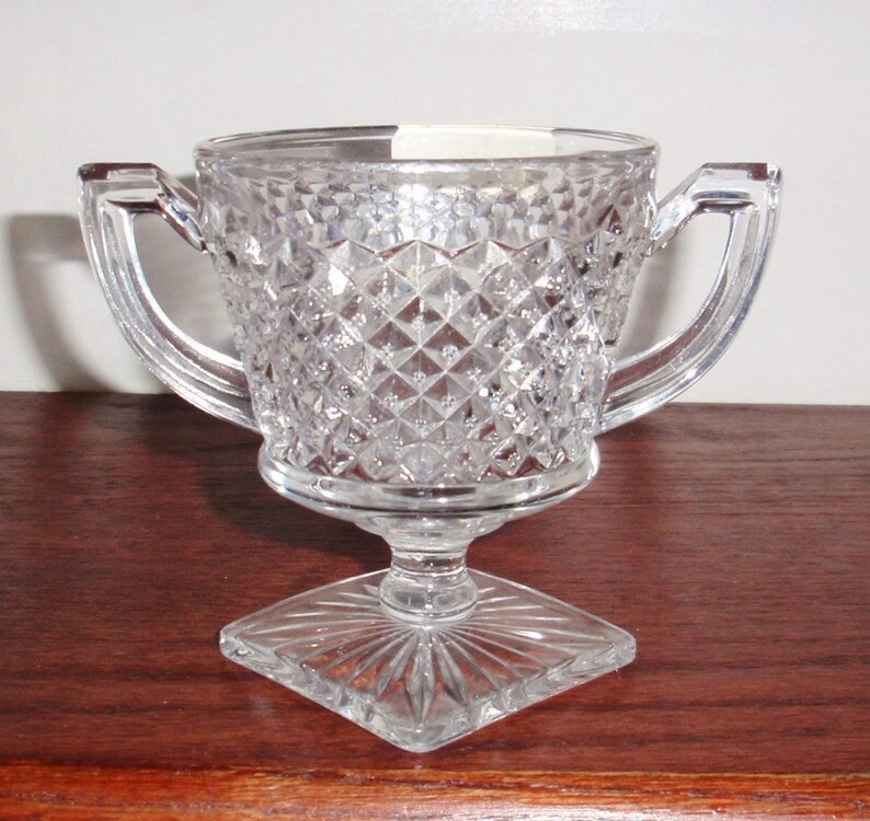 WESTMORELAND ENGLISH HOBNAIL Sugar Bowl Square Base 4 Etsy