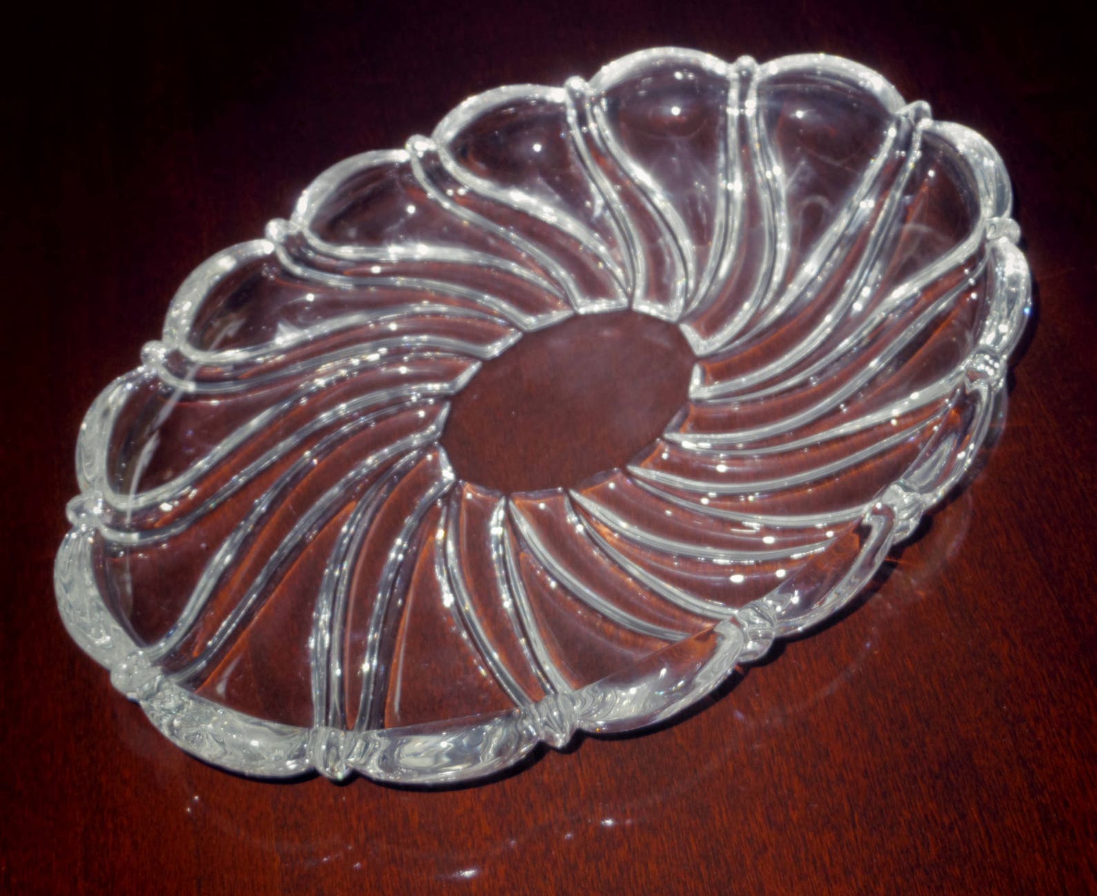 MIKASA SWIRL CRYSTAL Oval Heavy Tray Plate Platter 9 1/4 x 6 Etsy