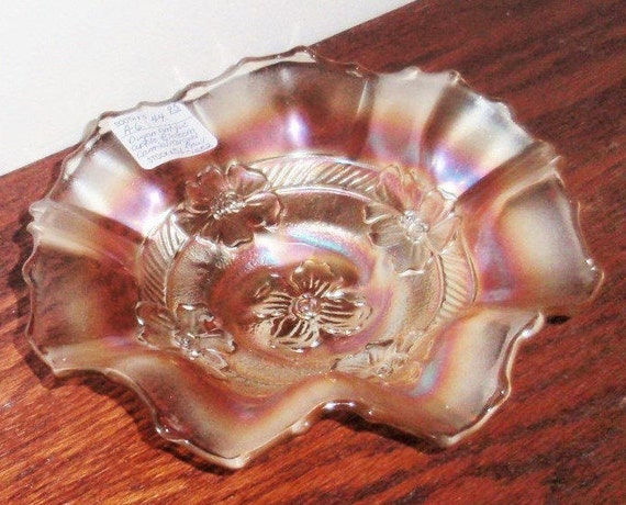 1928 Dugan Apple Blossom Carnival Glass Iridescent Marigold Etsy
