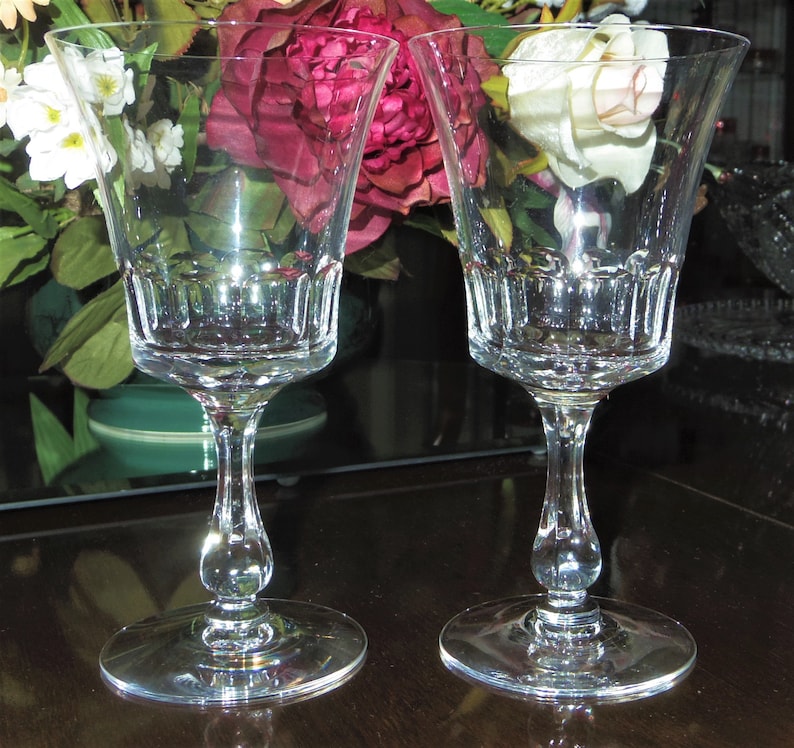 4 FOSTORIA GOBLETS 6 3/4 Tall Clear Panel Cut Etsy