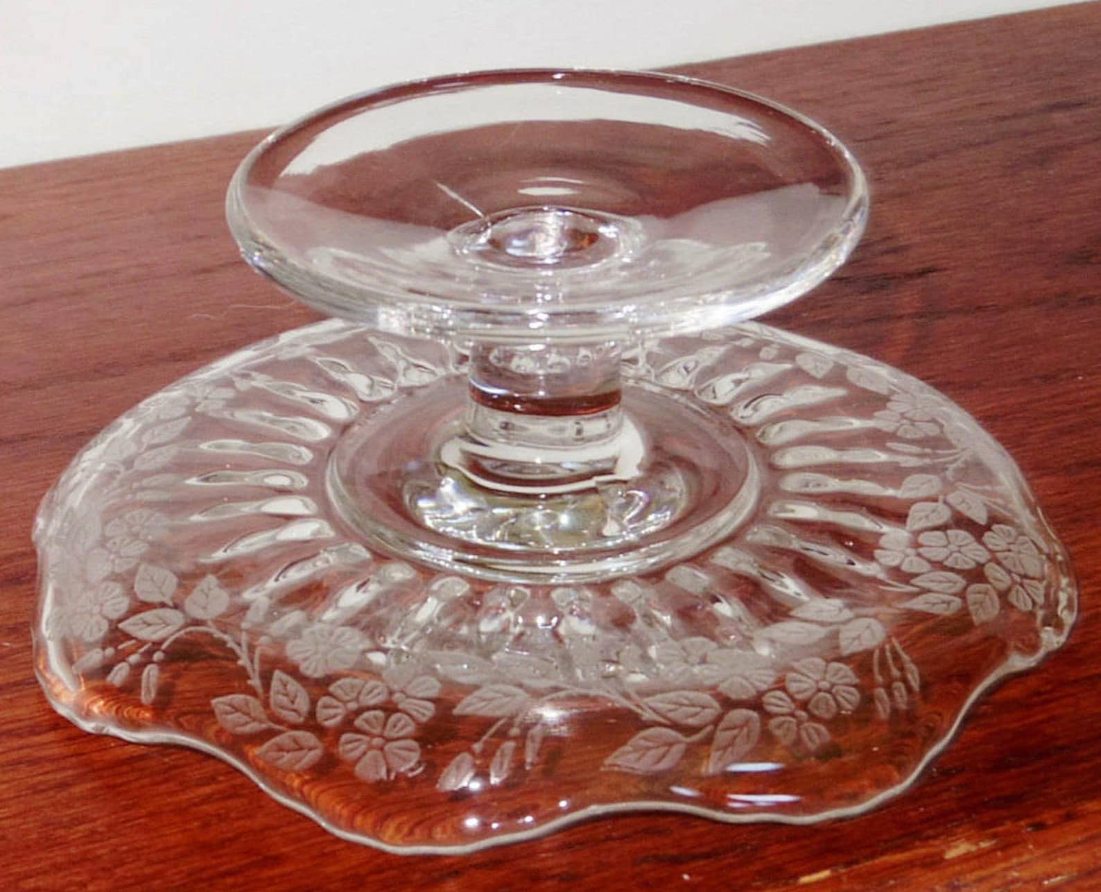 Antique NEW MARTINSVILLE FLOWER Basket Etched Depression Glass Etsy