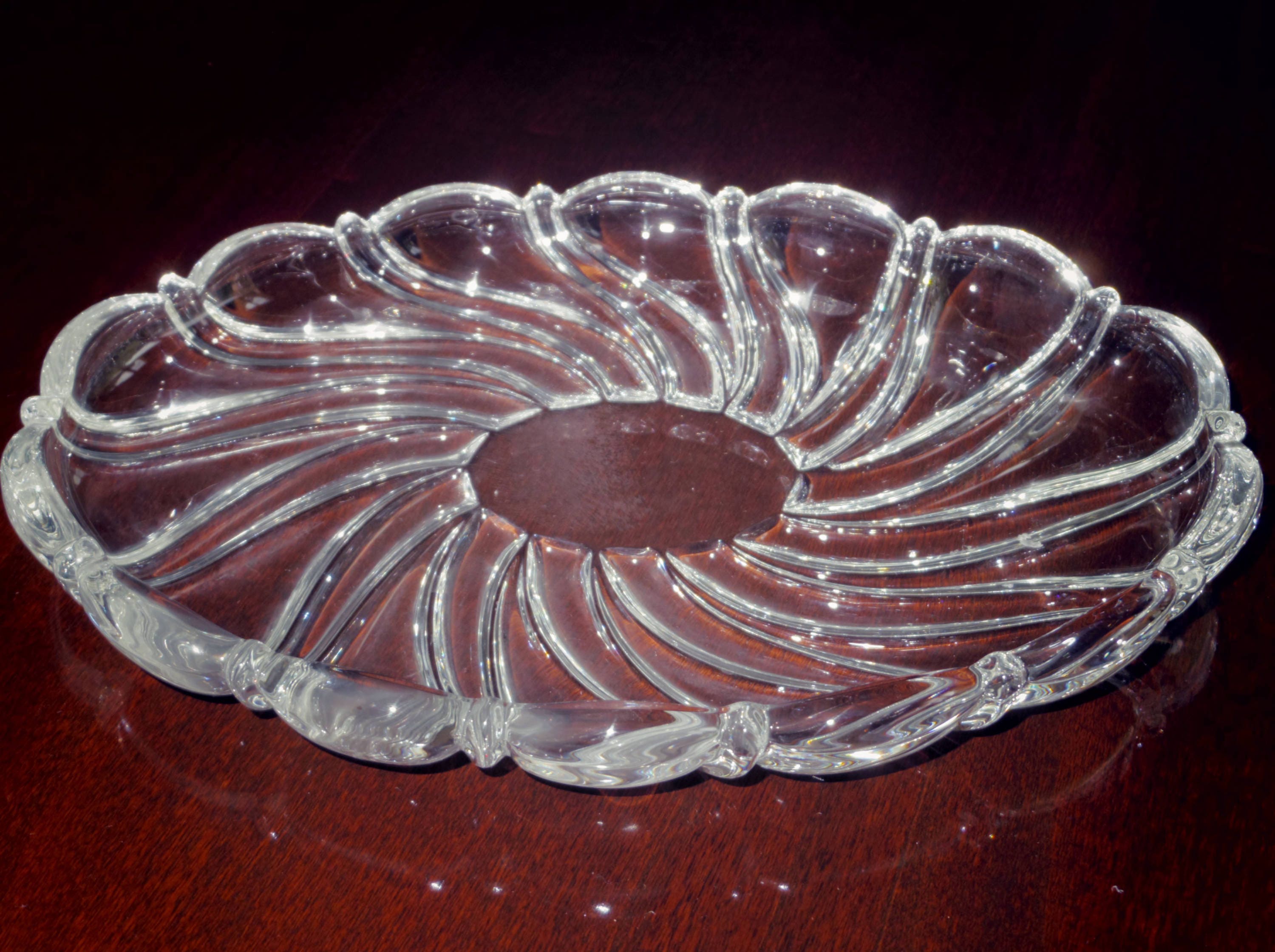 MIKASA SWIRL CRYSTAL Oval Heavy Tray Plate Platter 9 1/4 x 6 Etsy