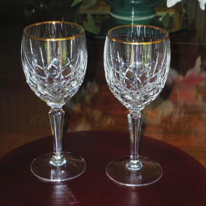 2 GORHAM LEAD CRYSTAL Footed Wine Goblets Glasses 7 Tall Etsy