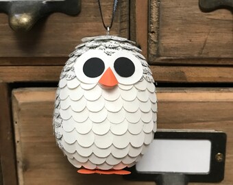 Paper Penguin Ornament - Handmade Book Page Decoration