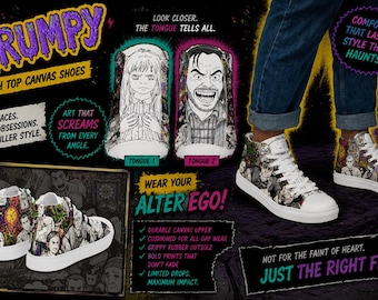 Iconic Grumpy Men’s high top canvas shoes