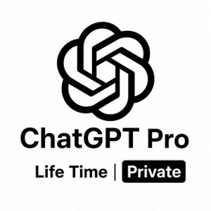 Może przedstawiać: Czarno-białe logo ChatGPT Pro. Logo przedstawia stylizowany, połączony ze sobą wzór nad tekstem. Poniżej logo znajduje się tekst "ChatGPT Pro", "Life Time" i "Private" w kroju bezszeryfowym.