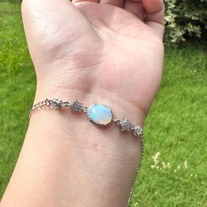 Natural Opal Bracelet｜Silver‑Plated｜Strong Fire Play｜High Transparency｜Rainbow Flash image 11
