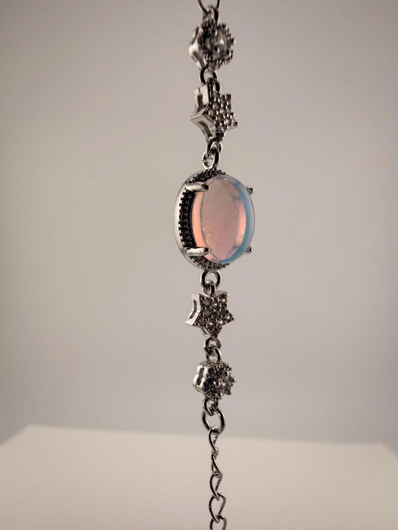 Natural Opal Bracelet｜Silver‑Plated｜Strong Fire Play｜High Transparency｜Rainbow Flash image 3