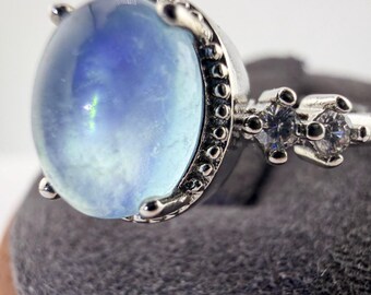 Natural Aquamarine Silver‑Plated Ring • High Clarity & Bright Inner Glow