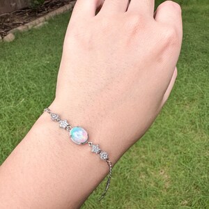 Natural Opal Bracelet｜Silver‑Plated｜Strong Fire Play｜High Transparency｜Rainbow Flash image 5