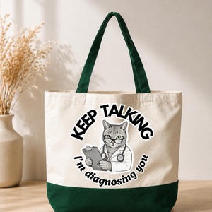 Personalized Occupational Therapist Tote Bag,  OT Canvas Gift, Funny OT Cat Tote Bag, Therapist Psychologist Gift, Medical Cat Work Tote Bag