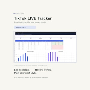 TikTok LIVE Tracker Spreadsheet: Excel Dashboard for Stream Analytics and Earnings