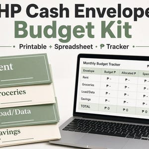 Cash Stuffing Envelopes Printable | PHP Budget Tracker Spreadsheet | Filipino Peso Cash Envelope System Digital Download