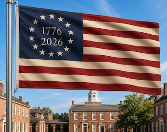 1776 2026 Betsy Ross USA Flag, Historic Patriotic House Banner, Anniversary Decor