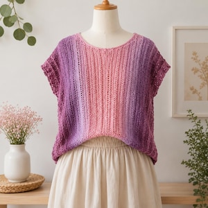 Ombre Crochet Top Pdf Pattern , Lightweight Boho Pullover, Beginner Friendly, Digital Download