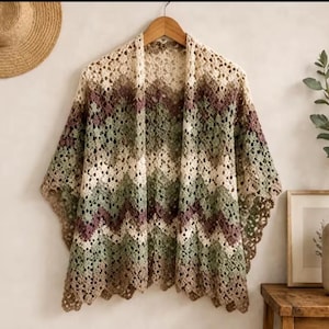 Ripple Wave Shawl Crochet Pattern PDF | Boho Ombre Striped Wrap | Easy Digital Download