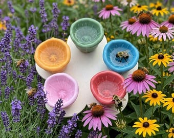 Coppa per abbeverare le api, abbeveratoio per impollinatori, mangiatoia per api a forma di fiore