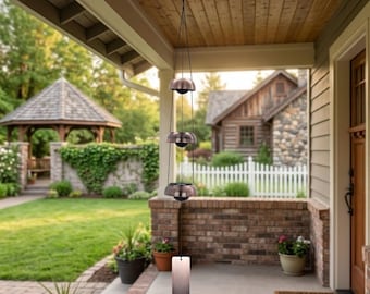 Campanelli a vento in metallo in stile giapponese, campane zen per giardino e patio, suono rilassante, decorazione per la casa, ornamento da appendere per esterni con finitura in rame/ottone
