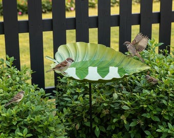 Paletto in metallo per mangiatoia per uccelli a forma di foglia, decorazione rustica per giardino e cortile.
