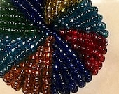Vintage Native American Indian Beaded Buttons - Pair