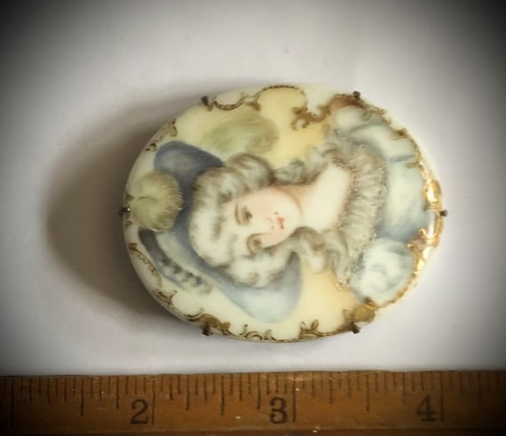 Antique Victorian Portrait Hand Painted Porcelain… - image 3