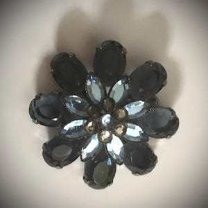 Vintage Brooch, Blue Rhinestones