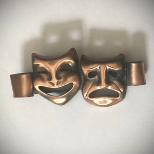 Theater Masks Copper Pin Brooch