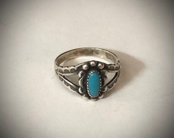 Ring Small 5 1/2 Sterling and Turquoise