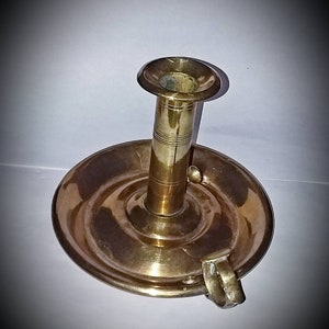 Ca1850 Chamberstick, Victorian Brass Push Up Candlestick, ON SALE