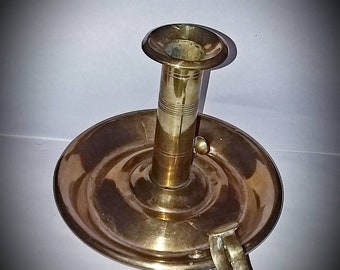 Ca1850 Chamberstick, Victorian Brass Push Up Candlestick, ON SALE