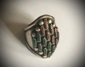 Zuni Silver Ring, Dave Celia Nieto, Needlepoint, size 7 1 4
