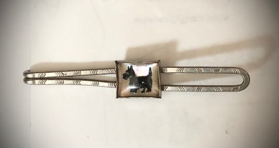 Vintage Scottie Dog Lucite Tie Bar Clip - image 1